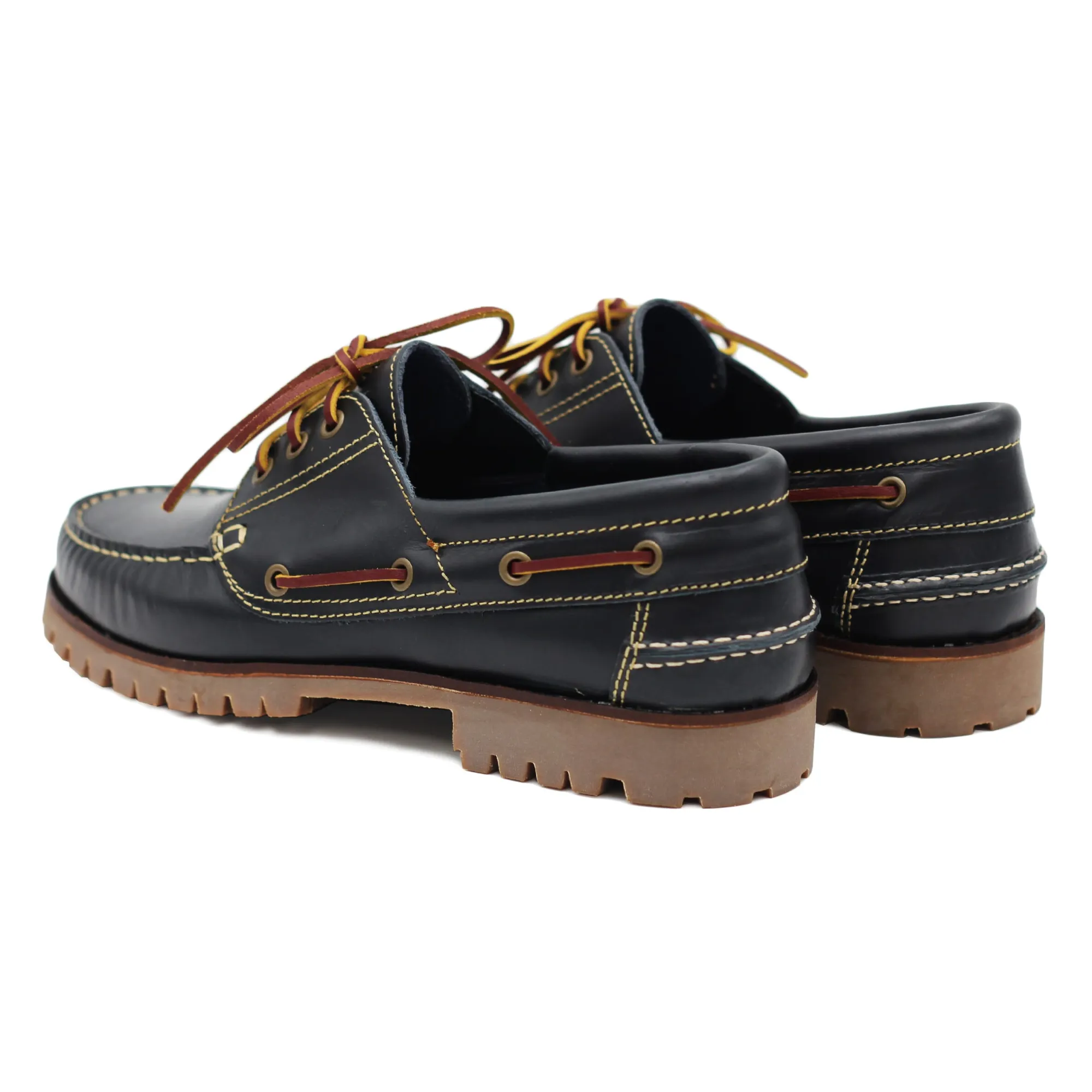 Flash Sale Chaussures bateau crampons cuir bleu Homme Fins De Série Solidaires