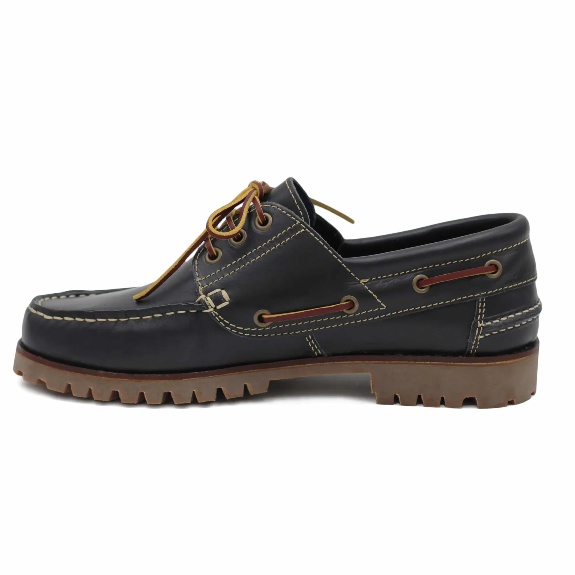 Flash Sale Chaussures bateau crampons cuir bleu Homme Fins De Série Solidaires