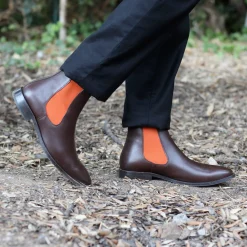 Outlet Chelsea boots cuir marron orange Homme Boots