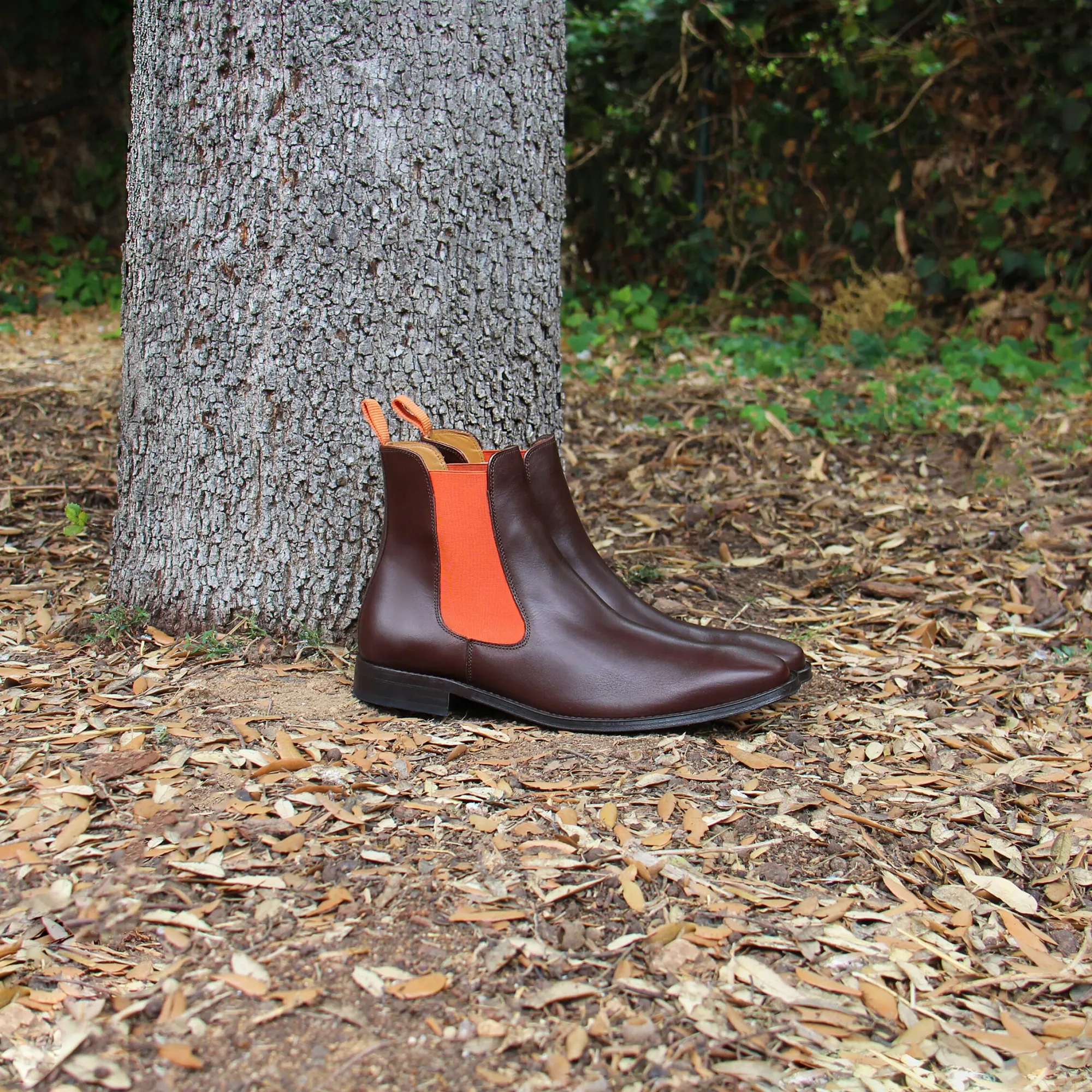Outlet Chelsea boots cuir marron orange Homme Boots