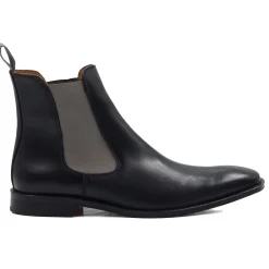 Outlet Chelsea boots cuir noir gris Homme Fins De Série Solidaires