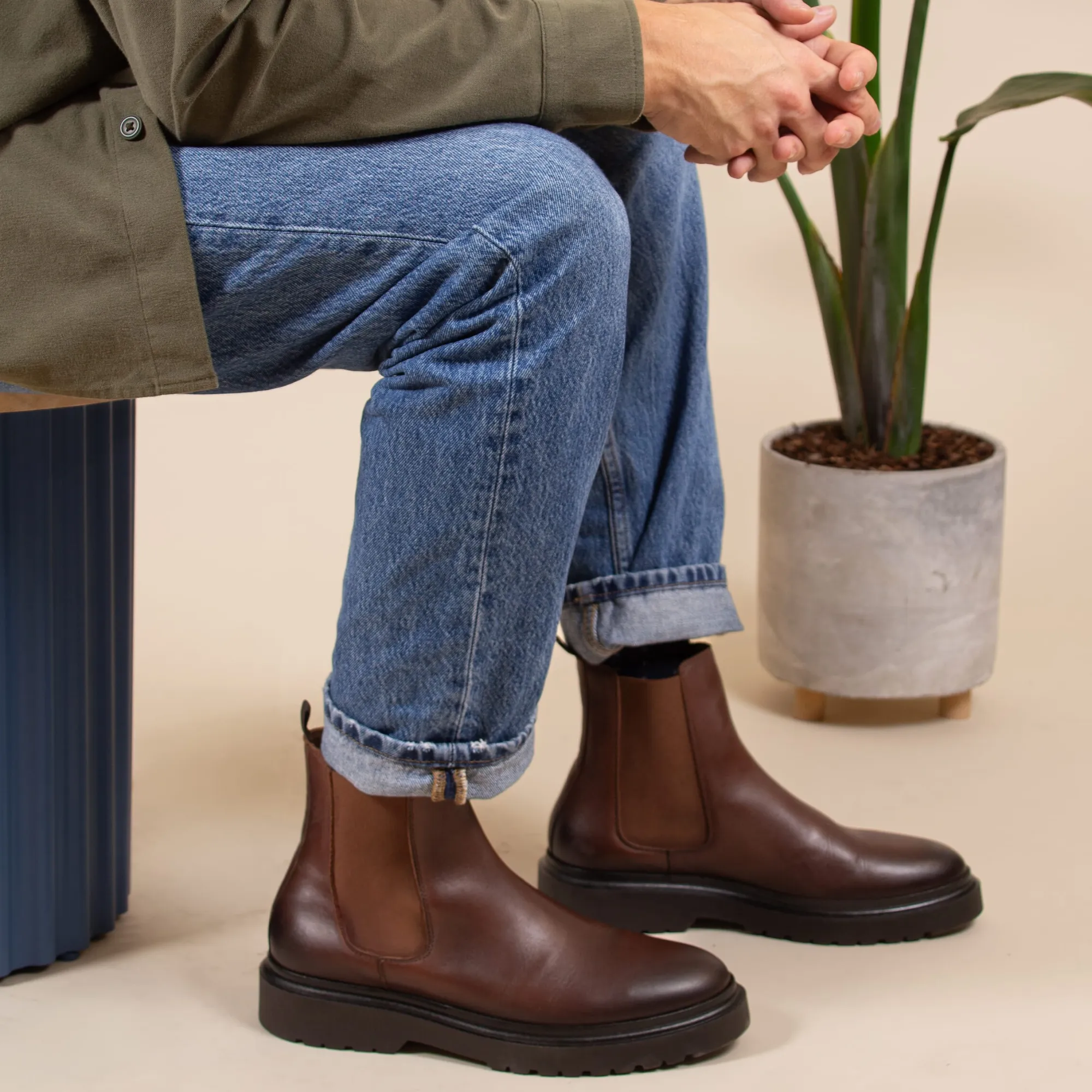 Hot Chelsea boots gomme cuir Homme Boots