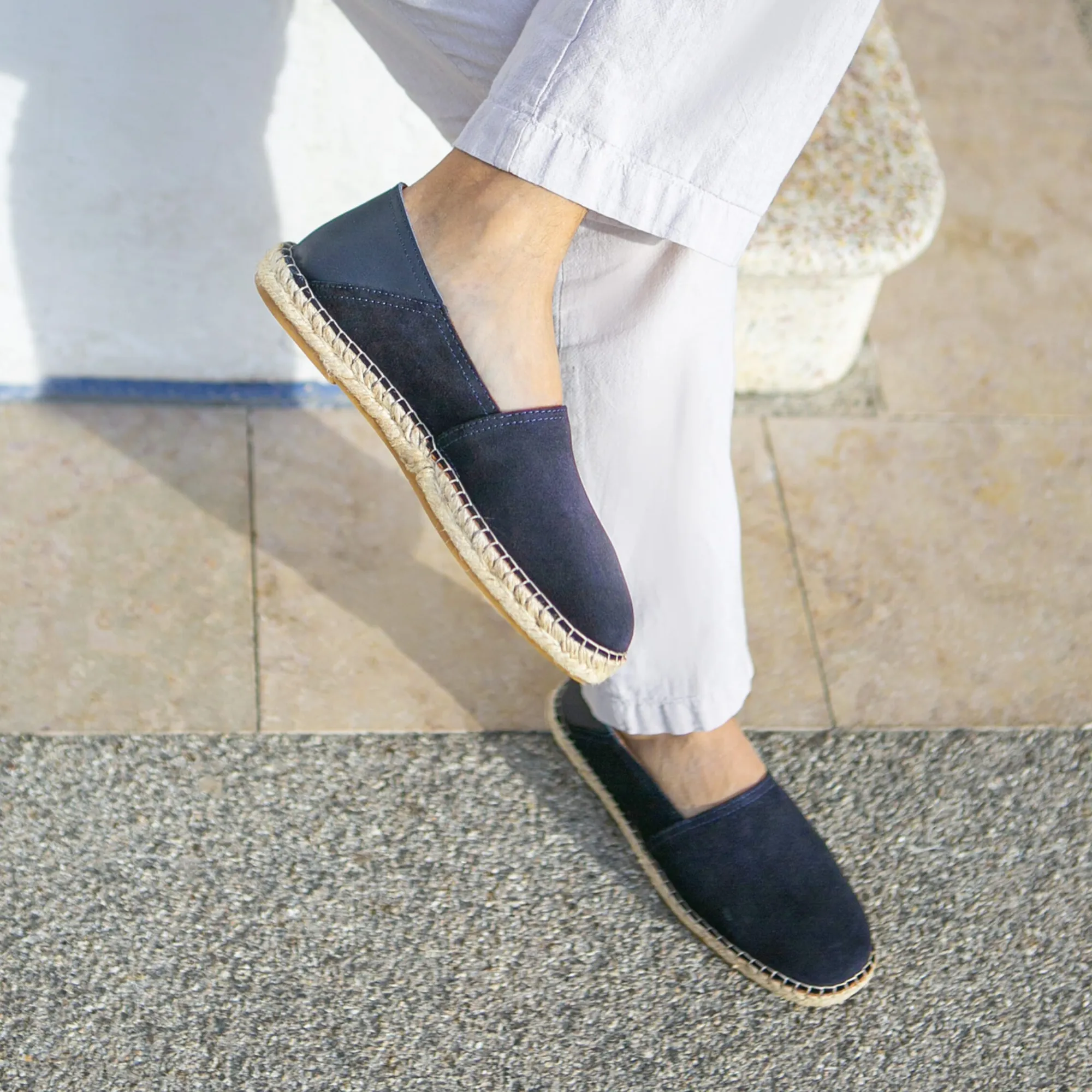 Store Espadrilles cuir daim bleu Homme Espadrilles & Sandales