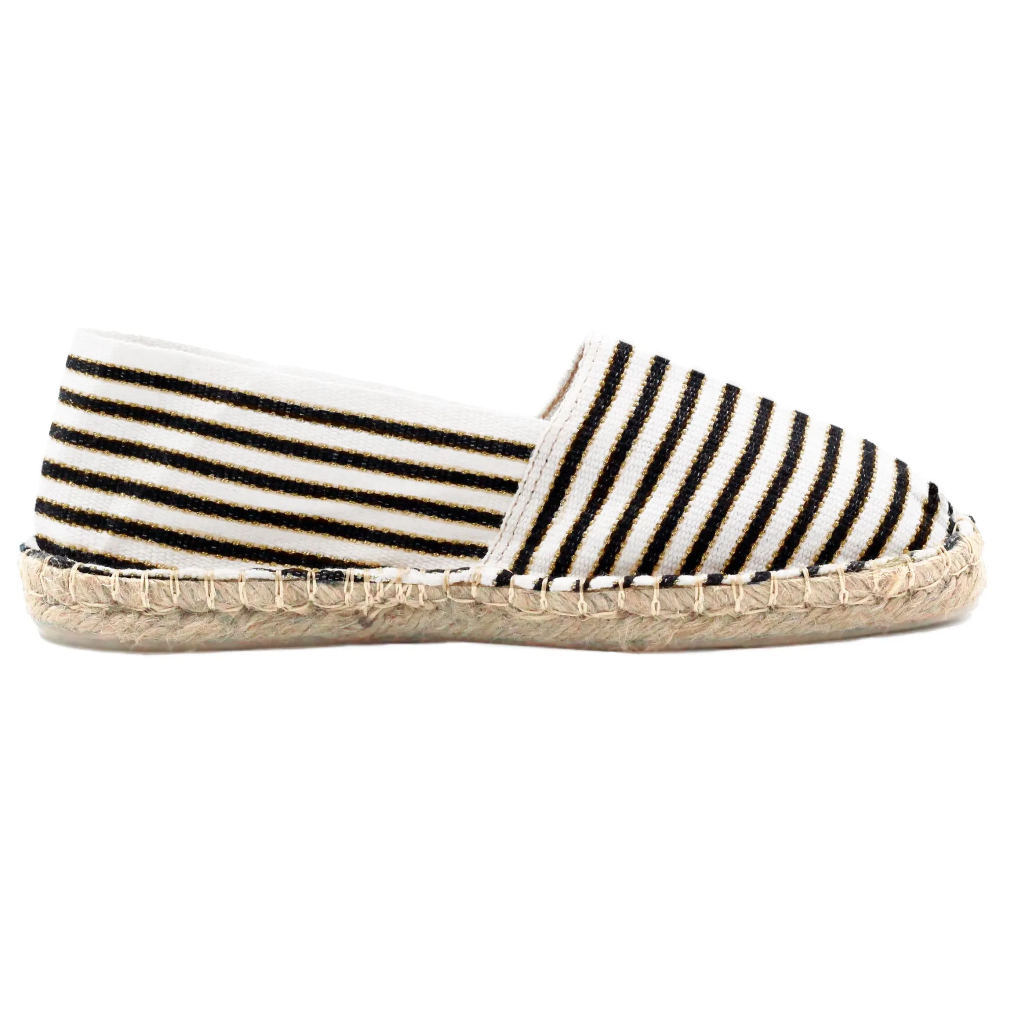 Best Sale Espadrilles toile coton noir doré Femme Dressing Recyclé|Espadrilles