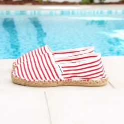 Cheap Espadrilles toile coton rouge & doré Femme Dressing Recyclé|Espadrilles