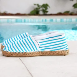 Sale Espadrilles toile coton turquoise Femme Dressing Recyclé|Espadrilles