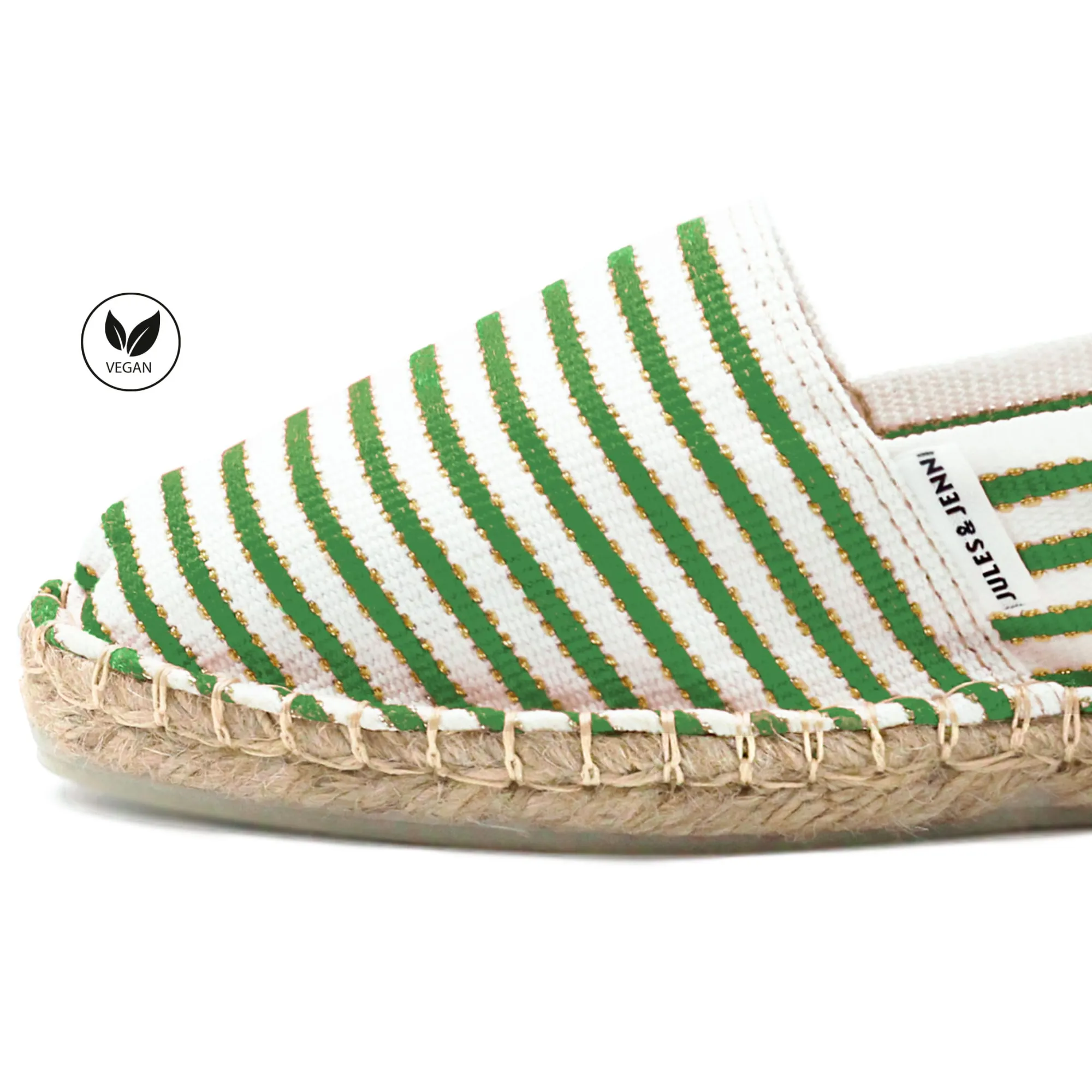 Outlet Espadrilles toile coton vert doré Femme Dressing Recyclé|Espadrilles
