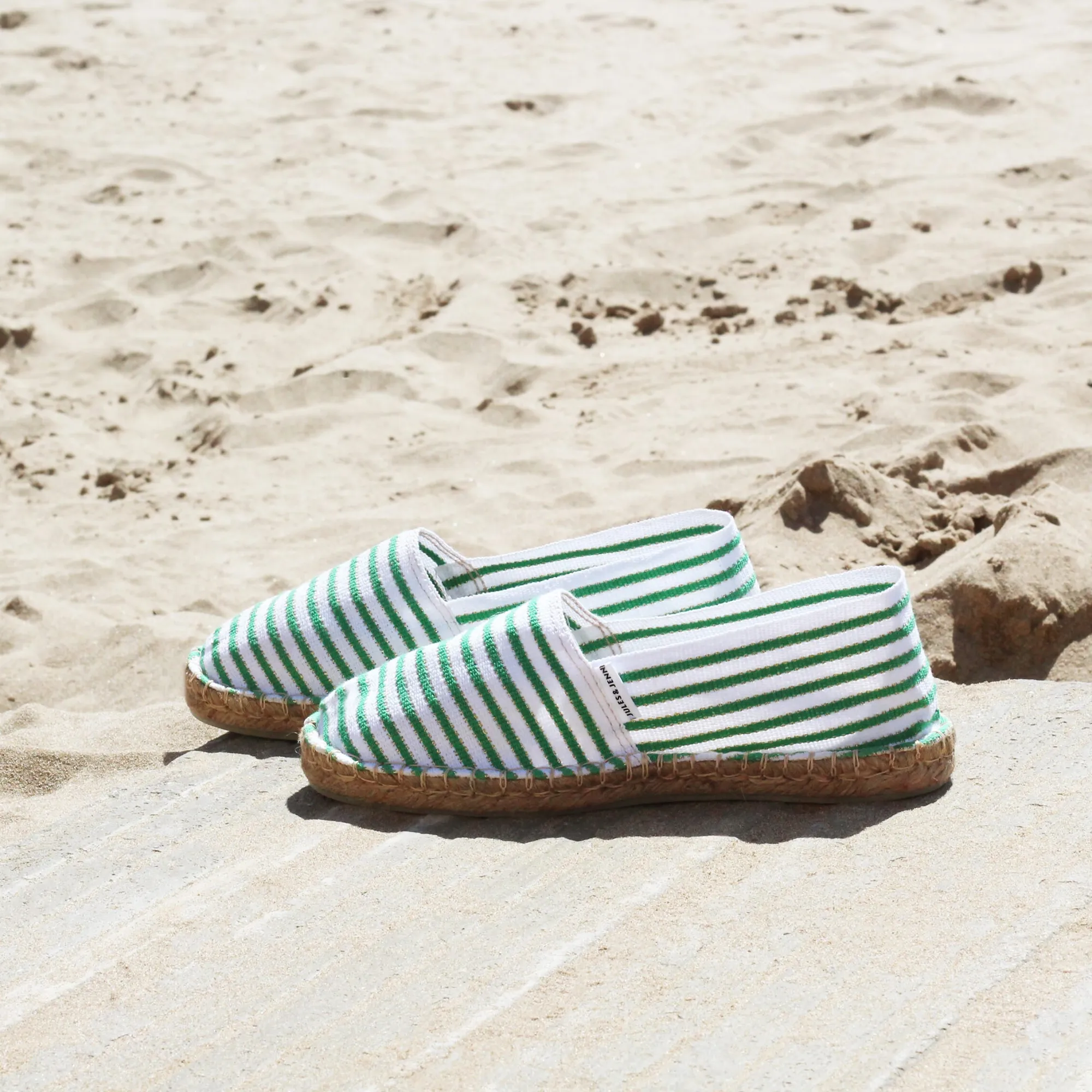 Outlet Espadrilles toile coton vert doré Femme Dressing Recyclé|Espadrilles
