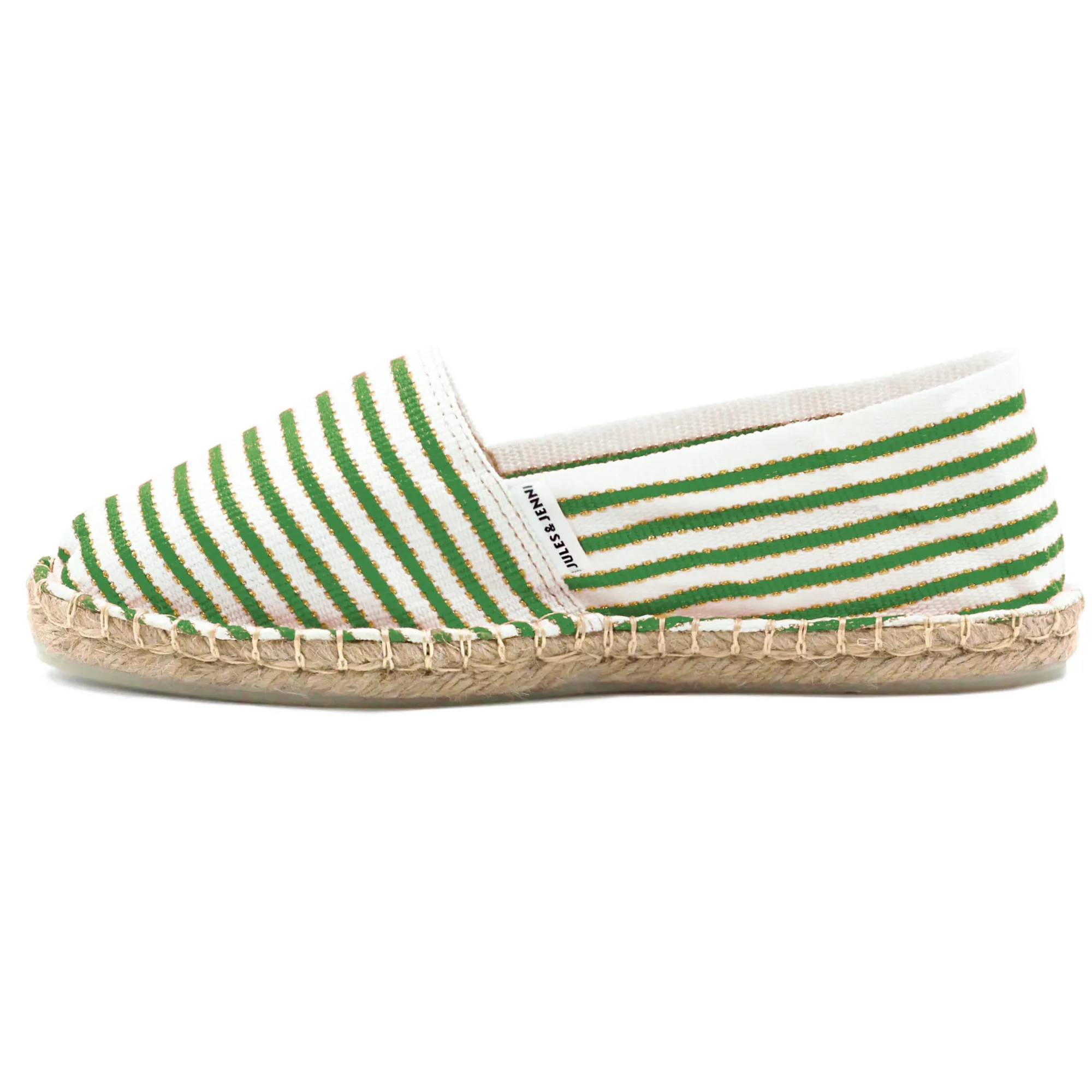 Outlet Espadrilles toile coton vert doré Femme Dressing Recyclé|Espadrilles
