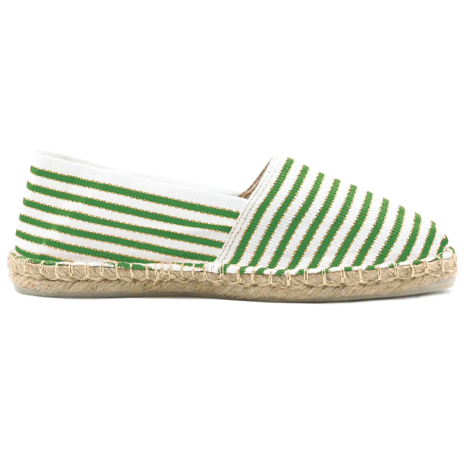 Outlet Espadrilles toile coton vert doré Femme Dressing Recyclé|Espadrilles