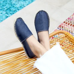 New Espadrilles toile de jean bleu Femme Espadrilles & Sandales|Espadrilles