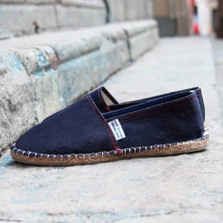 Clearance Espadrilles toile jean en chanvre bleu Femme Espadrilles