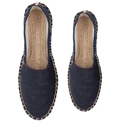 Clearance Espadrilles toile jean en chanvre bleu Femme Espadrilles
