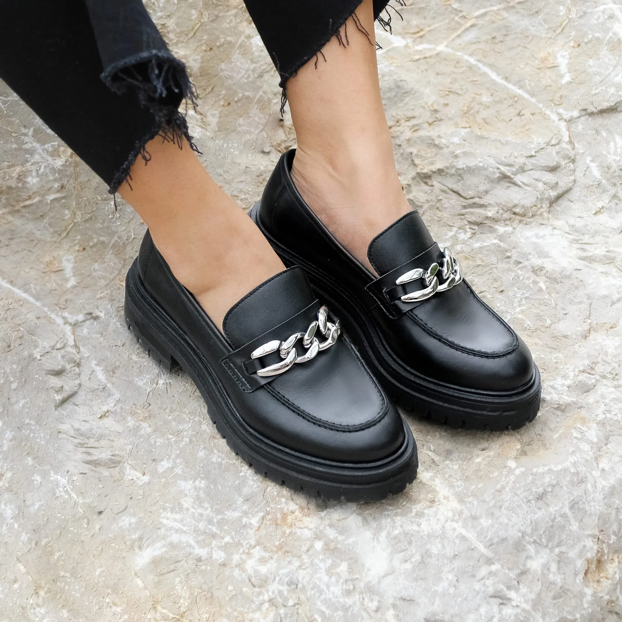 Best Sale Mocassins crantés cuir Femme Mocassins & Derbies