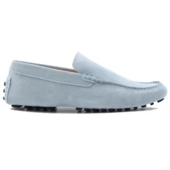 Cheap Mocassins cuir daim bleu clair Homme Mocassins