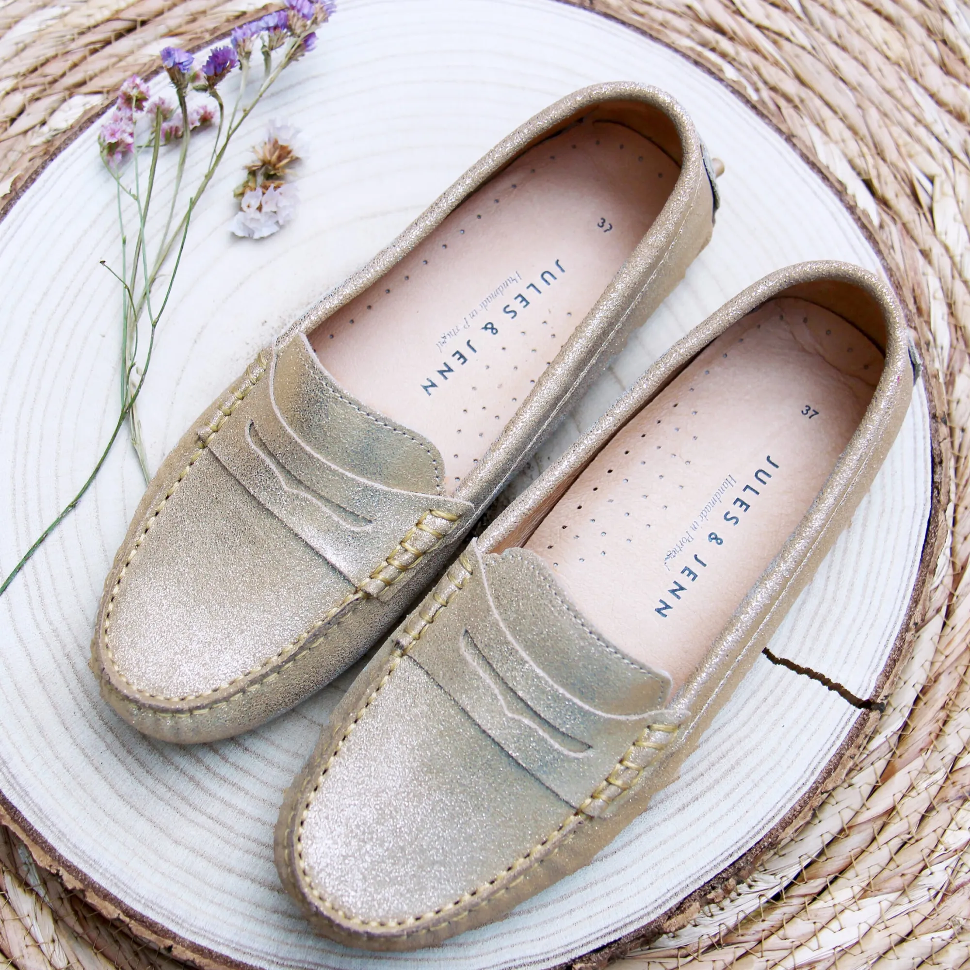 Store Mocassins cuir daim métallisé Femme Mocassins & Derbies