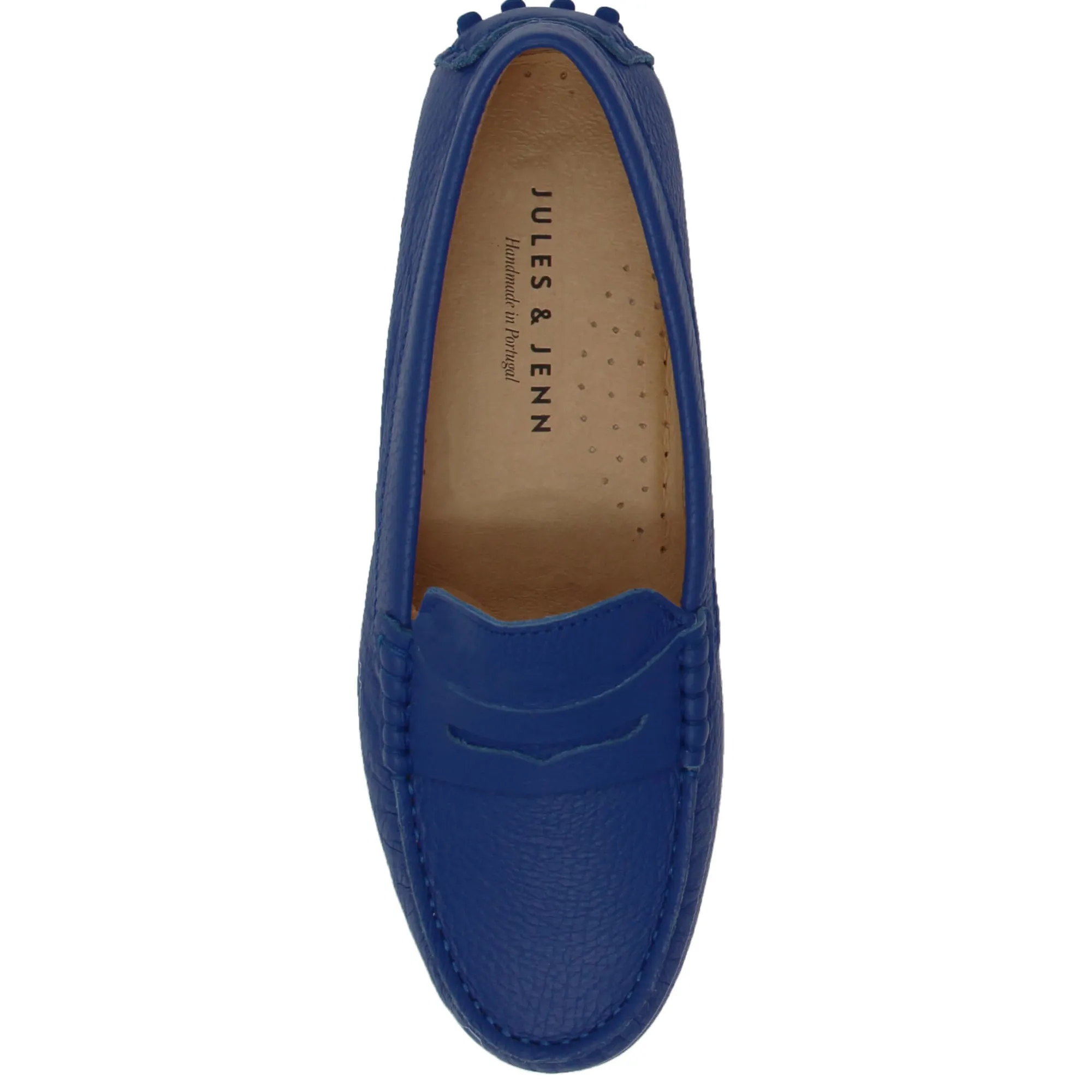 Shop Mocassins cuir grainé bleu royal Femme Mocassins & Derbies