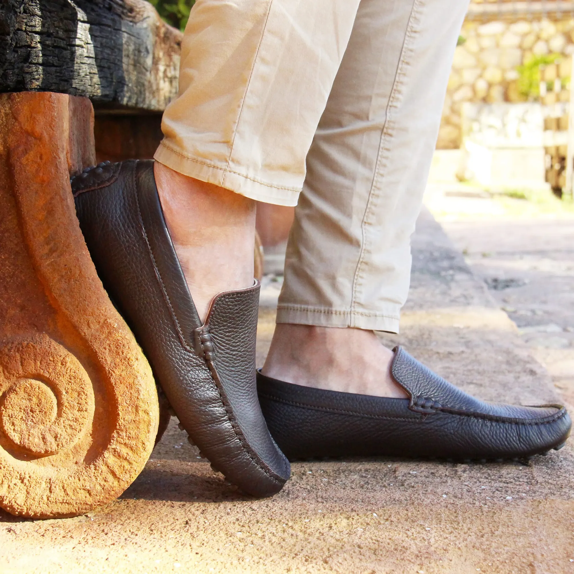 Sale Mocassins cuir grainé Homme Fins De Série Solidaires