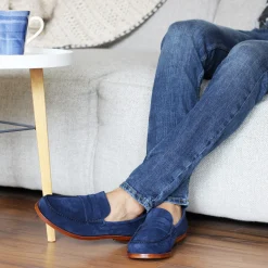 Store Mocassins urbains cuir daim bleu Homme Mocassins
