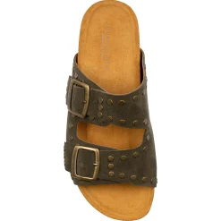 Best Mules liège clous cuir daim Femme Sandales