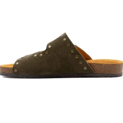 Best Mules liège clous cuir daim Femme Sandales