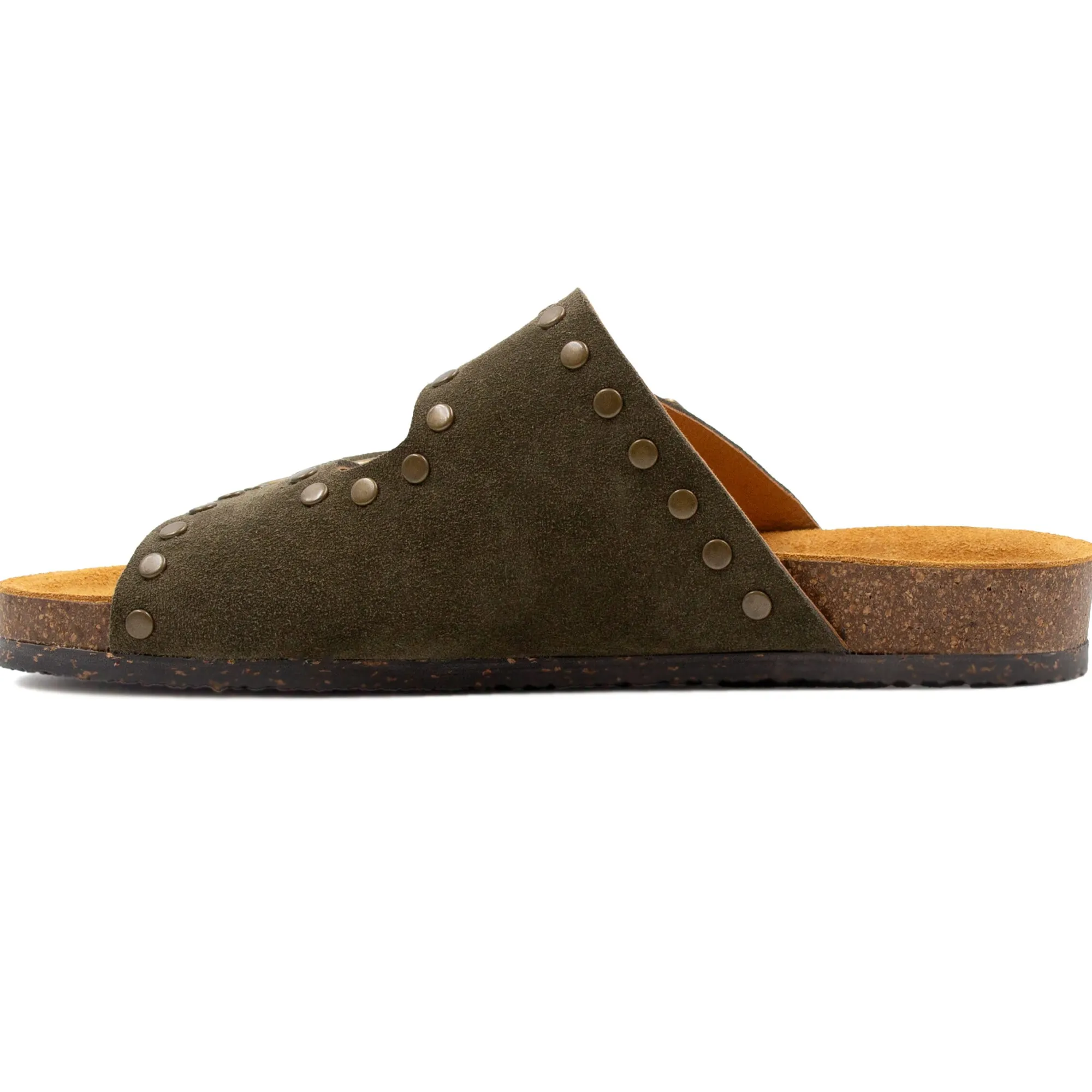 Best Mules liège clous cuir daim Femme Sandales