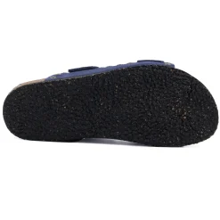 Best Sale Mules liège cloutées cuir daim bleu Femme Sandales