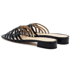 Sale Mules plates brides cuir Femme Sandales