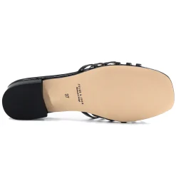 Sale Mules plates brides cuir Femme Sandales
