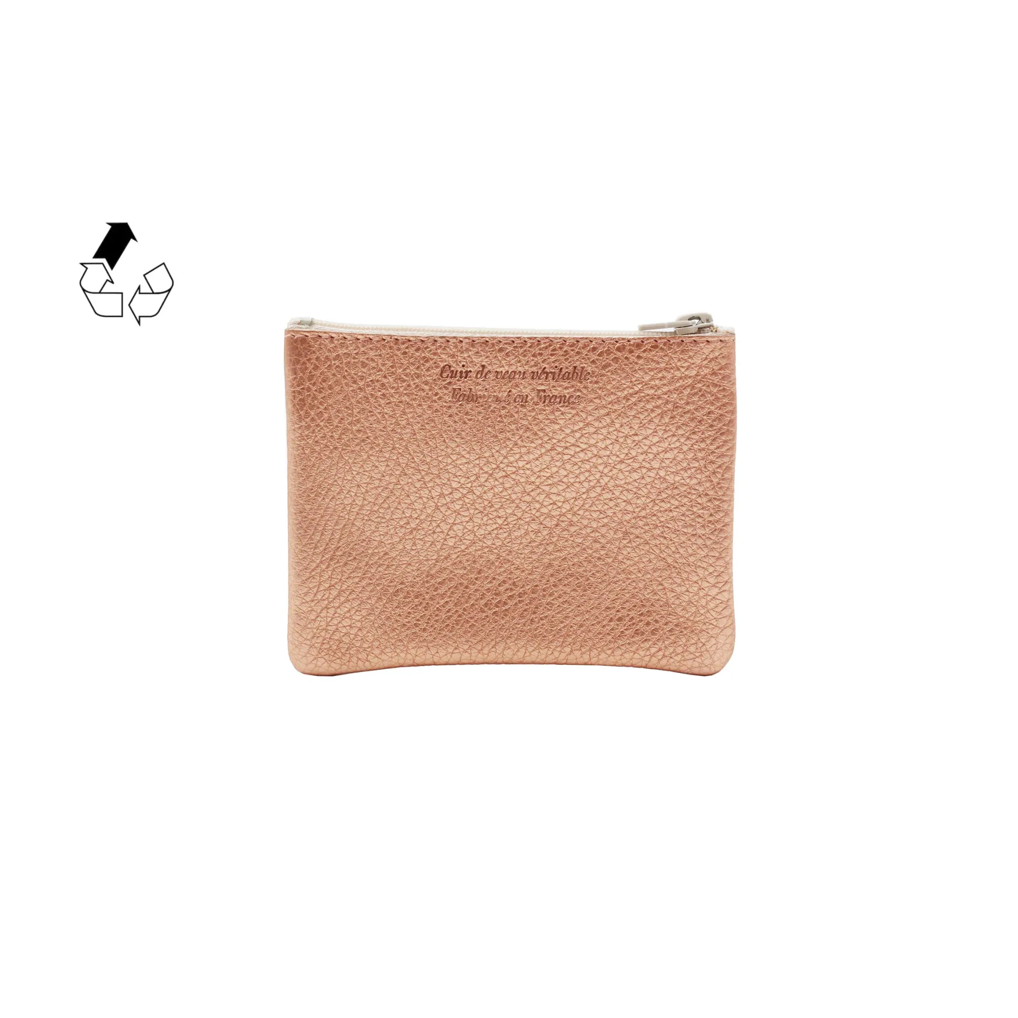 Fashion Pochette cuir grainé métallisé upcyclé rose - petit modèle Femme Dressing Recyclé|Pochettes