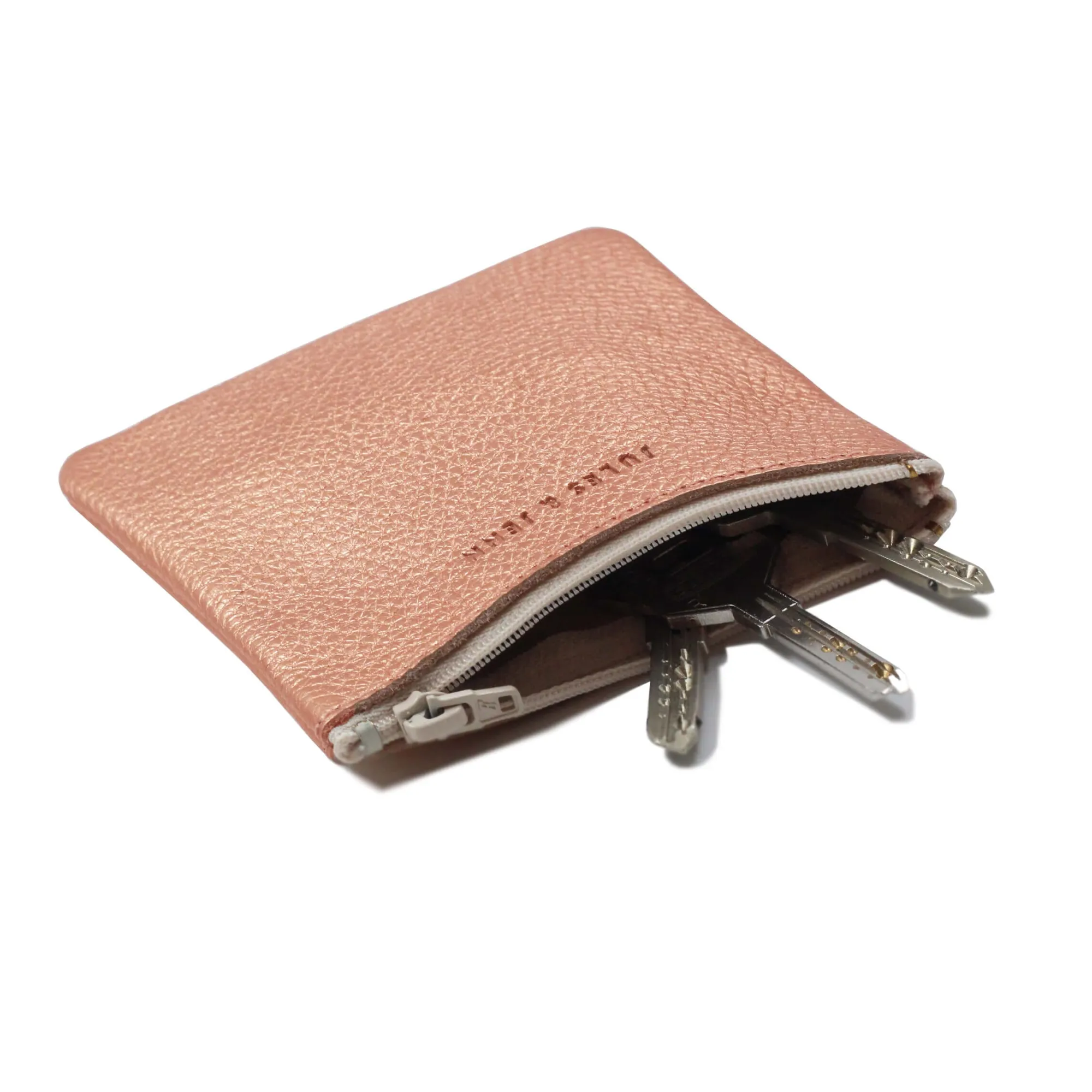 Fashion Pochette cuir grainé métallisé upcyclé rose - petit modèle Femme Dressing Recyclé|Pochettes