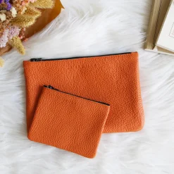 Flash Sale Pochette cuir grainé upcyclé - petit modèle Femme Dressing Recyclé|Pochettes