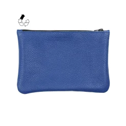 Hot Pochette cuir upcyclé grainé bleu Femme Dressing Recyclé|Pochettes