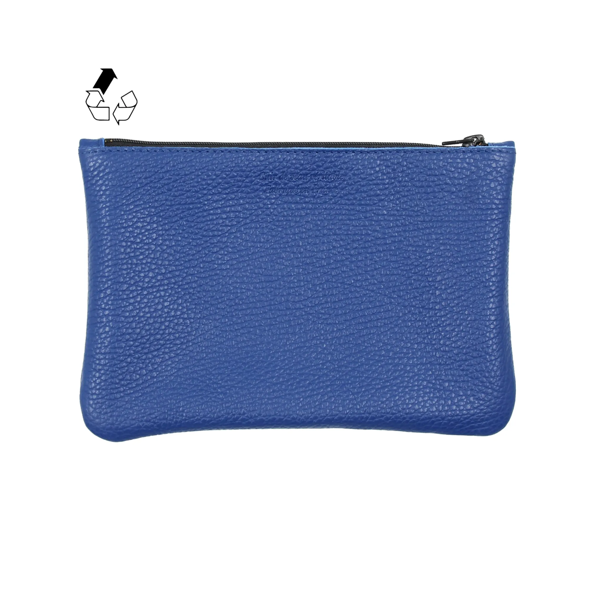 Hot Pochette cuir upcyclé grainé bleu Femme Dressing Recyclé|Pochettes