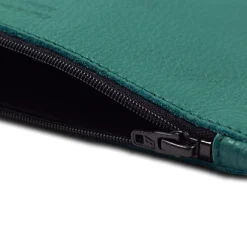 Fashion Pochette cuir upcyclé grainé vert Femme Dressing Recyclé|Pochettes