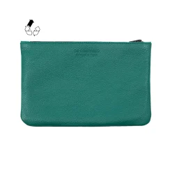 Fashion Pochette cuir upcyclé grainé vert Femme Dressing Recyclé|Pochettes