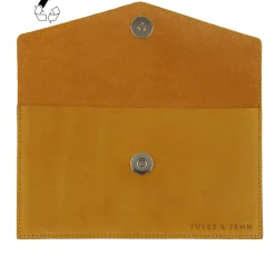 Best Pochette enveloppe cuir upcyclé jaune Femme Dressing Recyclé|Pochettes