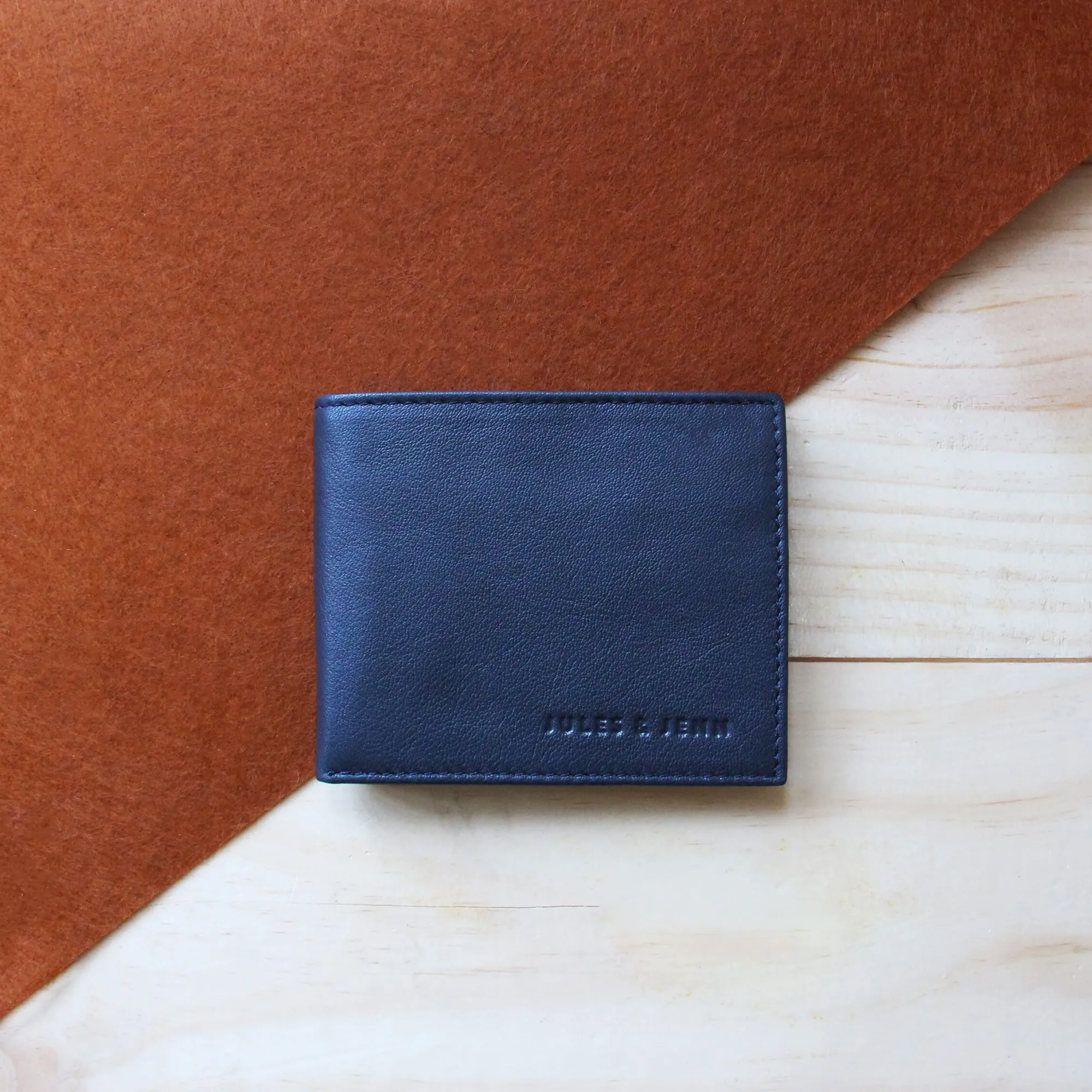 Clearance Portefeuille essentiel cuir bleu Homme Petite Maroquinerie