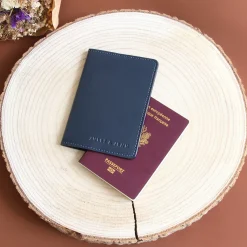 Outlet Protège passeport cuir bleu Femme Petite Maroquinerie|Petite Maroquinerie