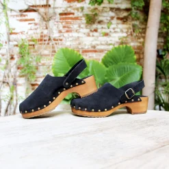 Outlet Sabots bois brides cuir daim Femme Sandales