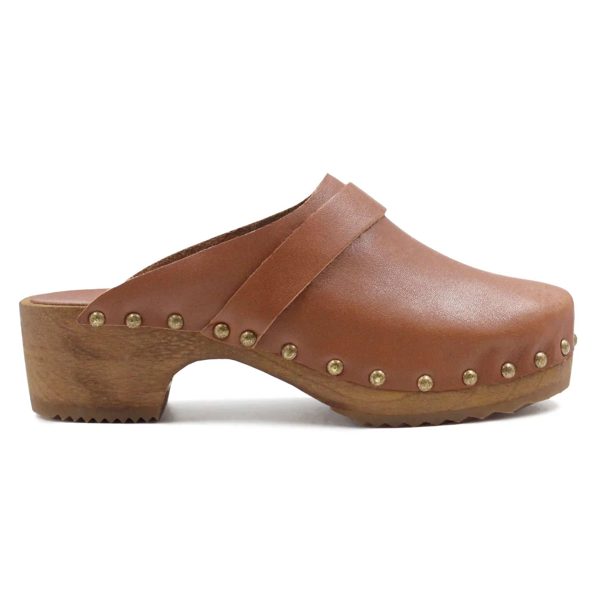 Clearance Sabots bois cuir Femme Sandales