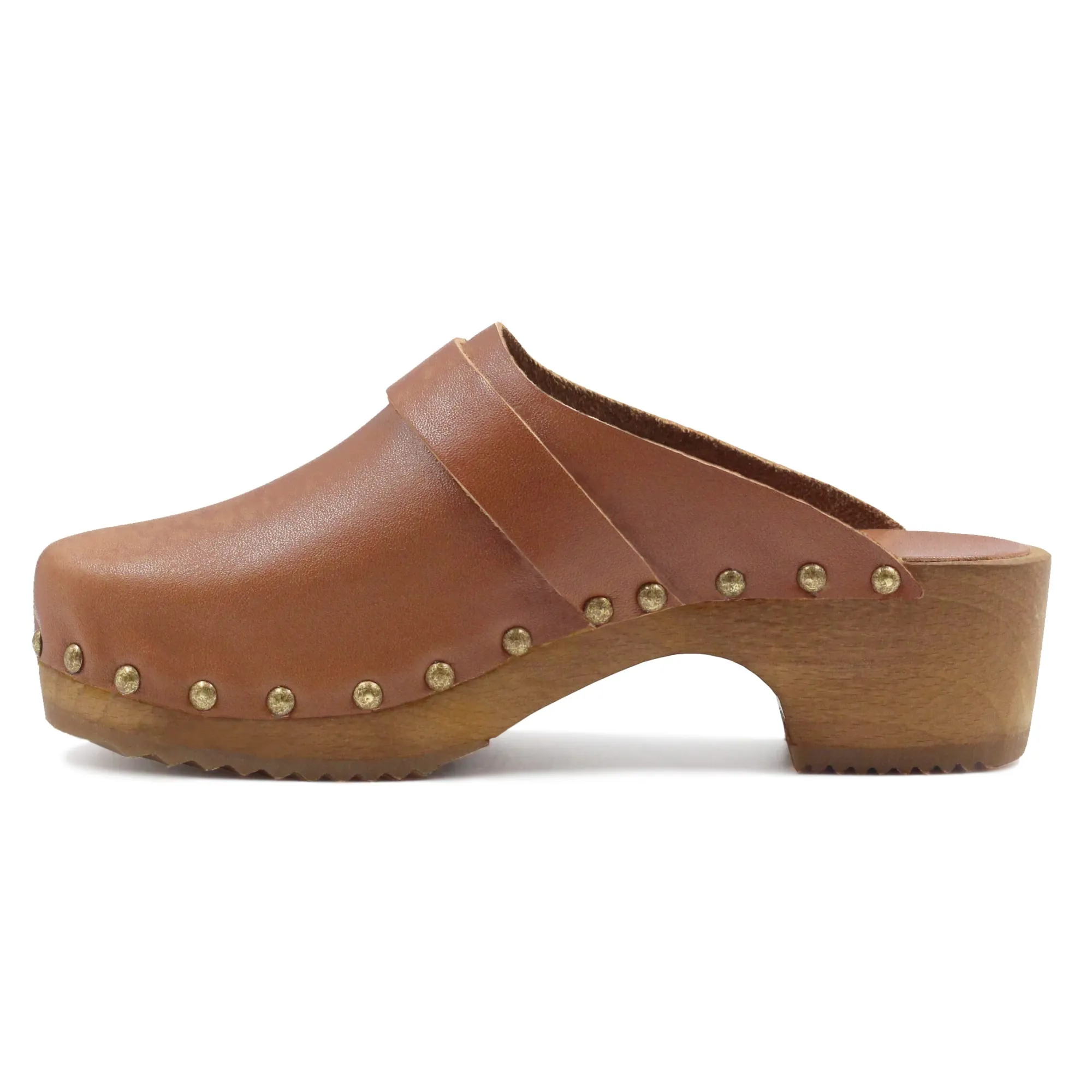 Clearance Sabots bois cuir Femme Sandales
