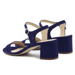 Online Sandales moyen talon cuir daim bleu Femme Sandales