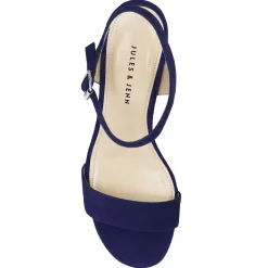 Online Sandales moyen talon cuir daim bleu Femme Sandales