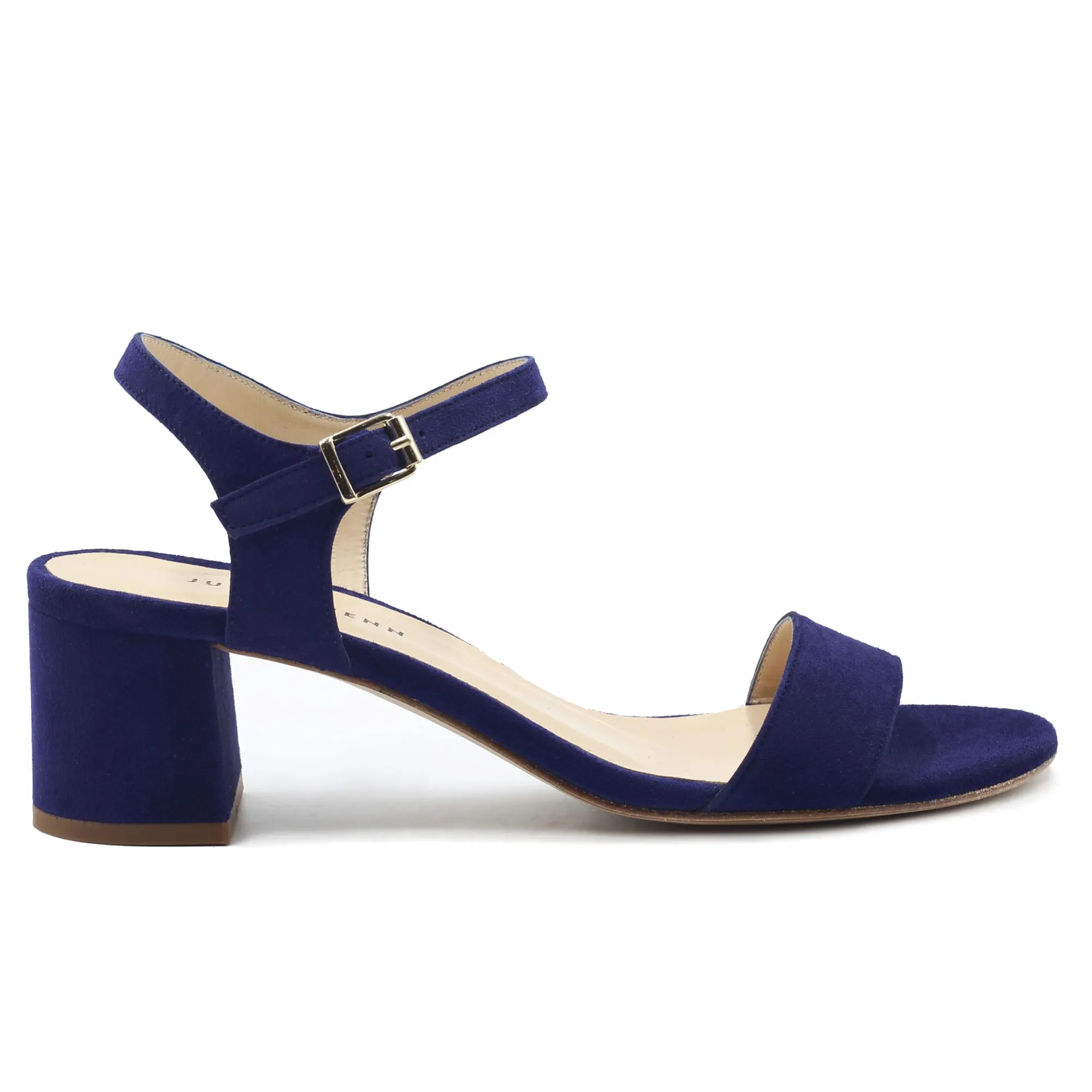 Online Sandales moyen talon cuir daim bleu Femme Sandales