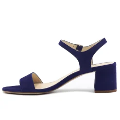 Online Sandales moyen talon cuir daim bleu Femme Sandales