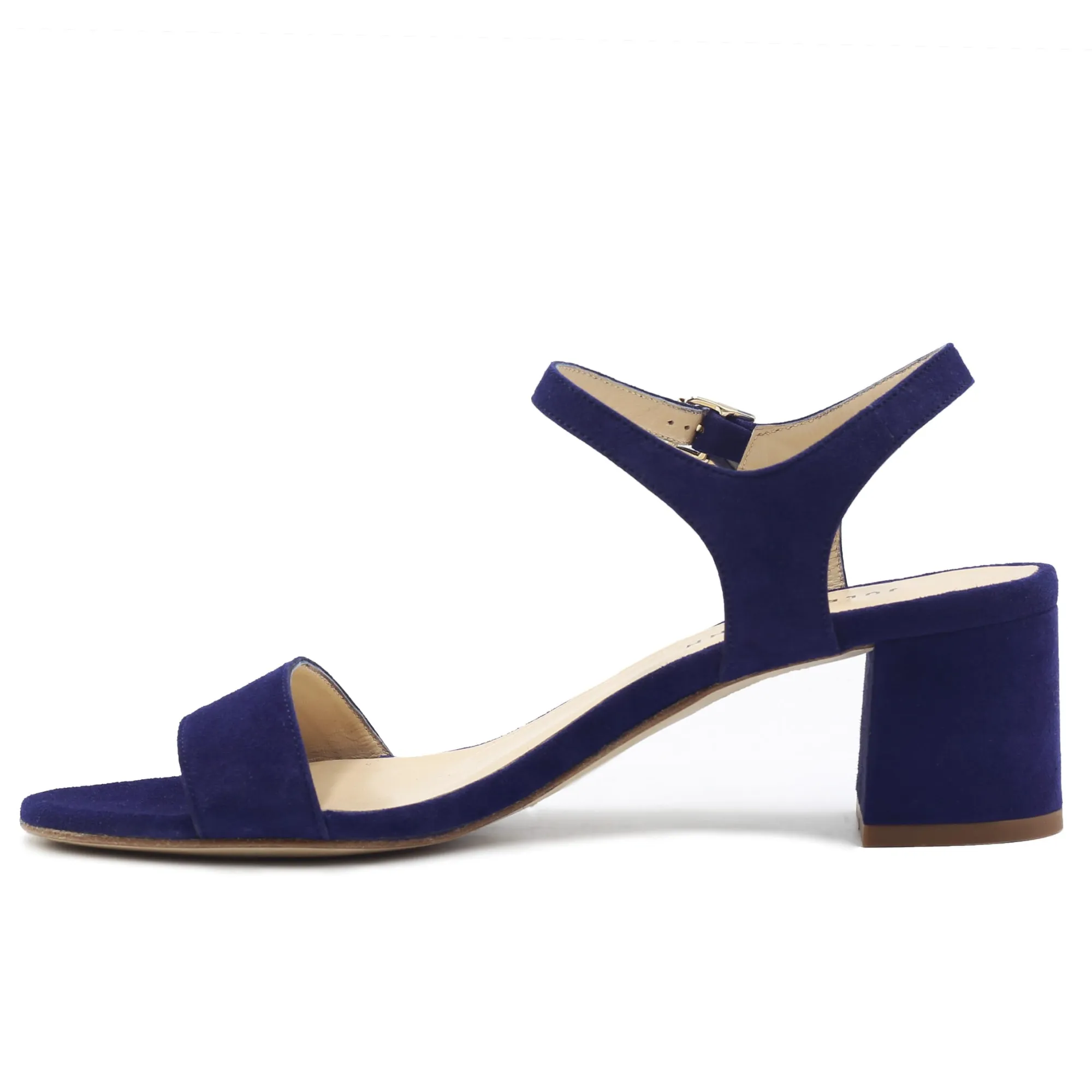 Online Sandales moyen talon cuir daim bleu Femme Sandales