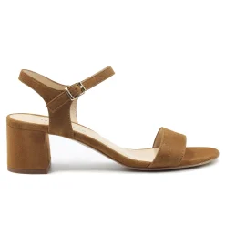 Sale Sandales moyen talon daim cognac Femme Sandales