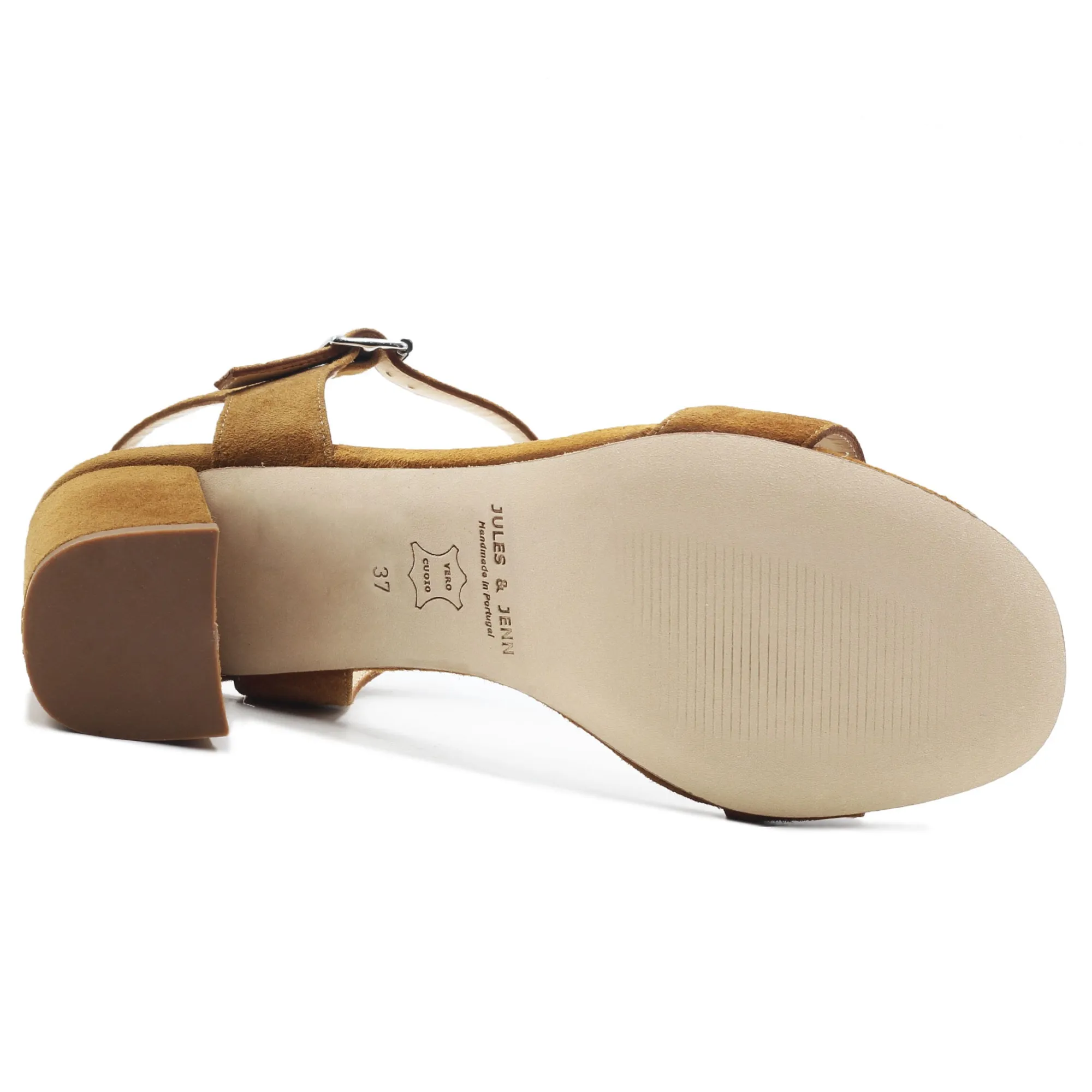 Sale Sandales moyen talon daim cognac Femme Sandales