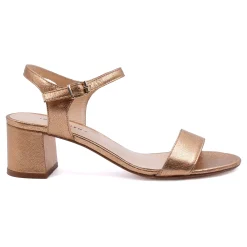 Fashion Sandales moyen talon métallisé rose Femme Sandales